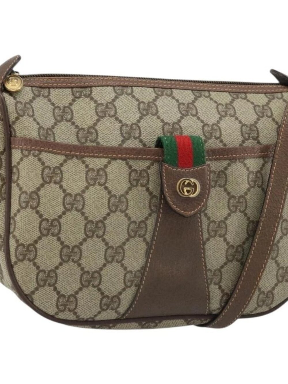 GUCCI GG Supreme Web Sherry Line Bag PVC Beige 001 123 6177 002 Auth ep13516